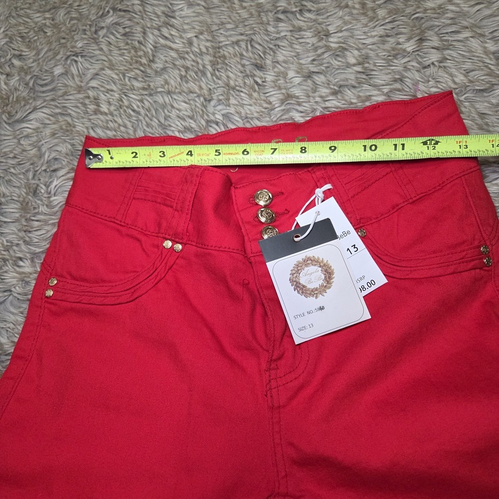 AngelaBeBe Y2K Red Skinny Jeans High Rise Stretch Womens Size 13 NWT - Picture 8 of 14
